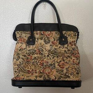 Floral Tapestry Women's Bag with Black Accents